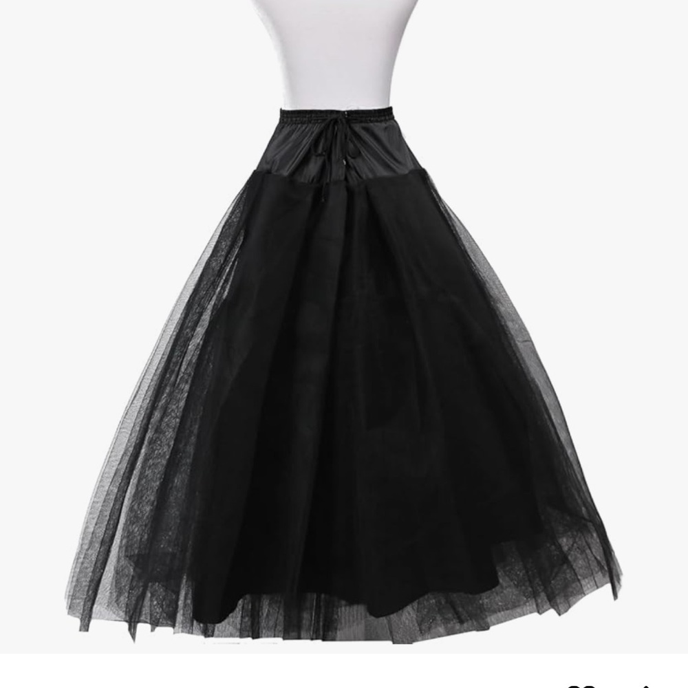 Black Hoopless Petticoat Skirt